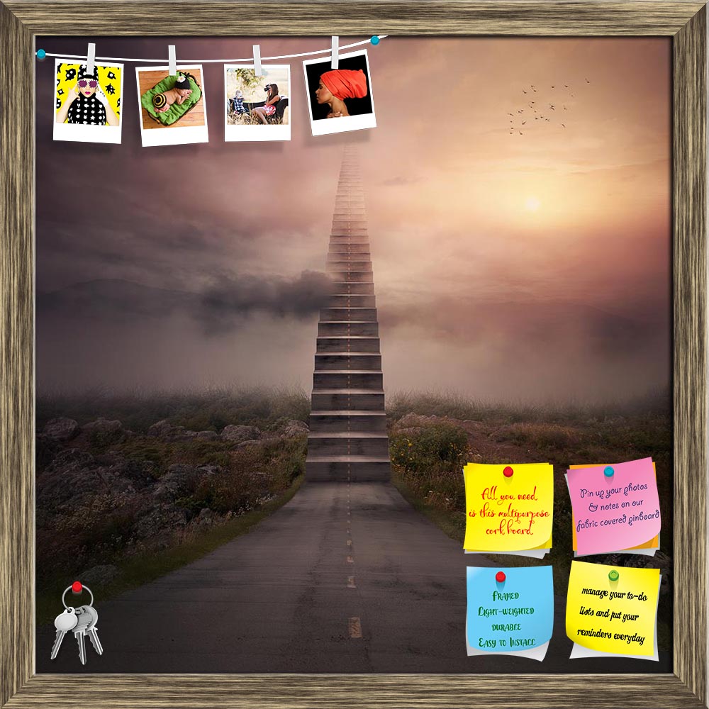 ArtzFolio A Road Turns Into A Staircase Up To The Clouds Printed Bulletin Board Notice Pin Board Soft Board | Framed-Bulletin Boards Framed-AZ5006533BLB_FR_RF_R-0-Image Code 5006533 Vishnu Image Folio Pvt Ltd, IC 5006533, ArtzFolio, Bulletin Boards Framed, Conceptual, Digital Art, a, road, turns, into, staircase, up, to, the, clouds, printed, bulletin, board, notice, pin, soft, framed, path, street, asphalt, follow, steps, stairs, sky, sunrise, sunset, surreal, concept, walk, drive, travel, nature, cloud, h