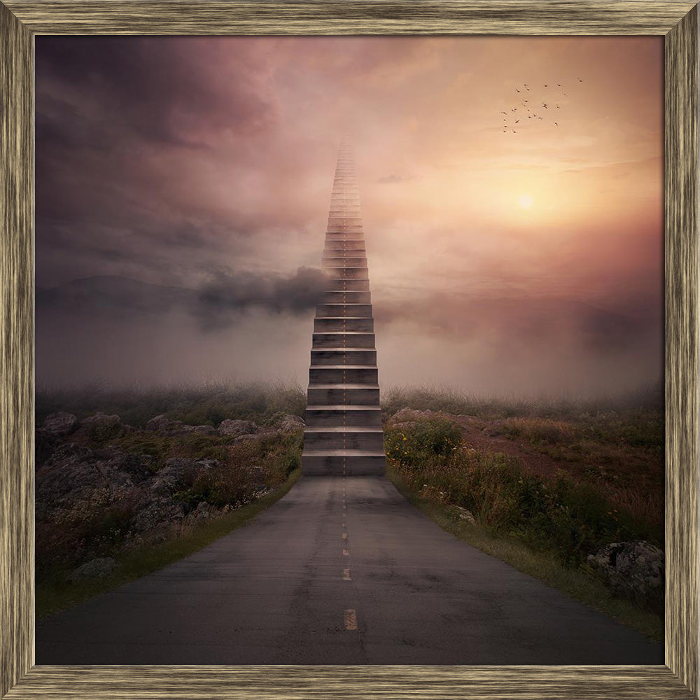 ArtzFolio A Road Turns Into A Staircase Up To The Clouds Canvas Painting Synthetic Frame-Paintings Synthetic Framing-AZ5006533ART_FR_RF_R-0-Image Code 5006533 Vishnu Image Folio Pvt Ltd, IC 5006533, ArtzFolio, Paintings Synthetic Framing, Conceptual, Digital Art, a, road, turns, into, staircase, up, to, the, clouds, canvas, painting, synthetic, frame, framed, print, wall, for, living, room, with, poster, pitaara, box, large, size, drawing, art, split, big, office, reception, photography, of, kids, panel, de
