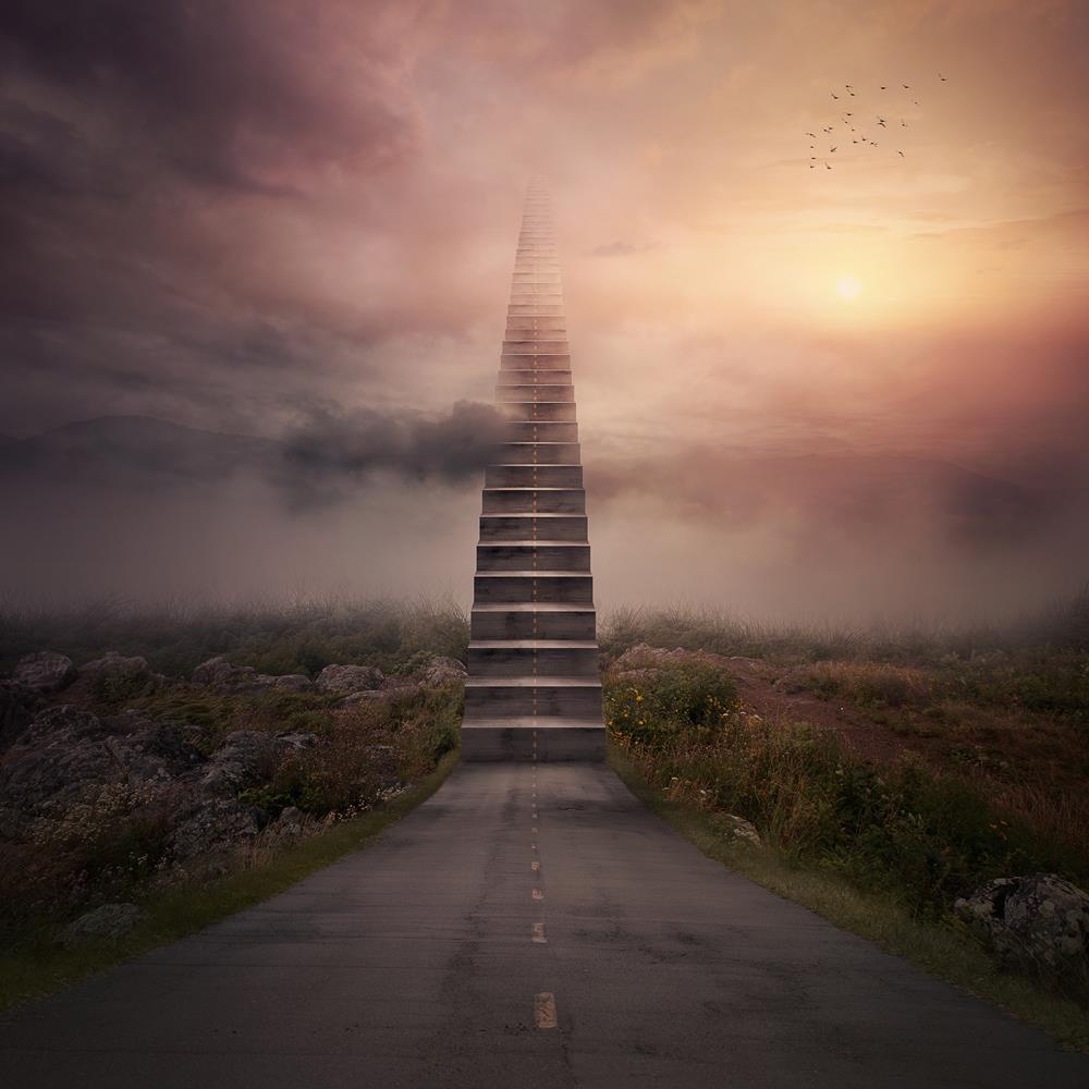 ArtzFolio A Road Turns Into A Staircase Up To The Clouds Unframed Premium Canvas Painting-Paintings Unframed Premium-AZ5006533ART_UN_RF_R-0-Image Code 5006533 Vishnu Image Folio Pvt Ltd, IC 5006533, ArtzFolio, Paintings Unframed Premium, Conceptual, Digital Art, a, road, turns, into, staircase, up, to, the, clouds, unframed, premium, canvas, painting, large, size, print, wall, for, living, room, without, frame, decorative, poster, art, pitaara, box, drawing, photography, amazonbasics, big, kids, designer, o