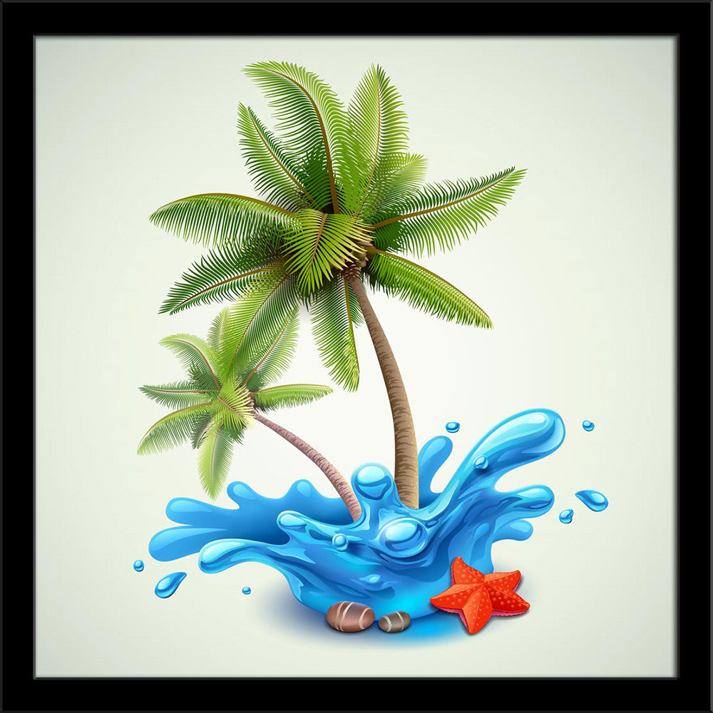 Water Splash With Palms Painting Poster Frame-Regular Art Framed-REG_FR-IC 5006550 IC 5006550, Automobiles, Icons, Illustrations, Marble and Stone, Nature, Scenic, Signs, Signs and Symbols, Splatter, Transportation, Travel, Tropical, Vehicles, water, splash, with, palms, painting, poster, frame, beach, coconut, tree, palm, island, background, blue, bright, coast, day, design, exotic, fresh, green, heat, hot, icon, illustration, isolated, land, marine, ocean, paradise, party, place, plant, sand, sea, seaside