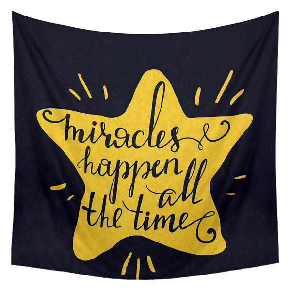 ArtzFolio Miracles Happen All The Time Typography Fabric Tapestry Wall Hanging-Tapestries-AZ5006562TAP_RF_R-0-Image Code 5006562 Vishnu Image Folio Pvt Ltd, IC 5006562, ArtzFolio, Tapestries, Motivational, Quotes, Digital Art, miracles, happen, all, the, time, typography, canvas, fabric, painting, tapestry, wall, art, hanging, star, hand, drawn, poster., romantic, quote, for, valentines, day, card, or, save, date, card., inspirational, vector, typography., room tapestry, hanging tapestry, huge tapestry, ama