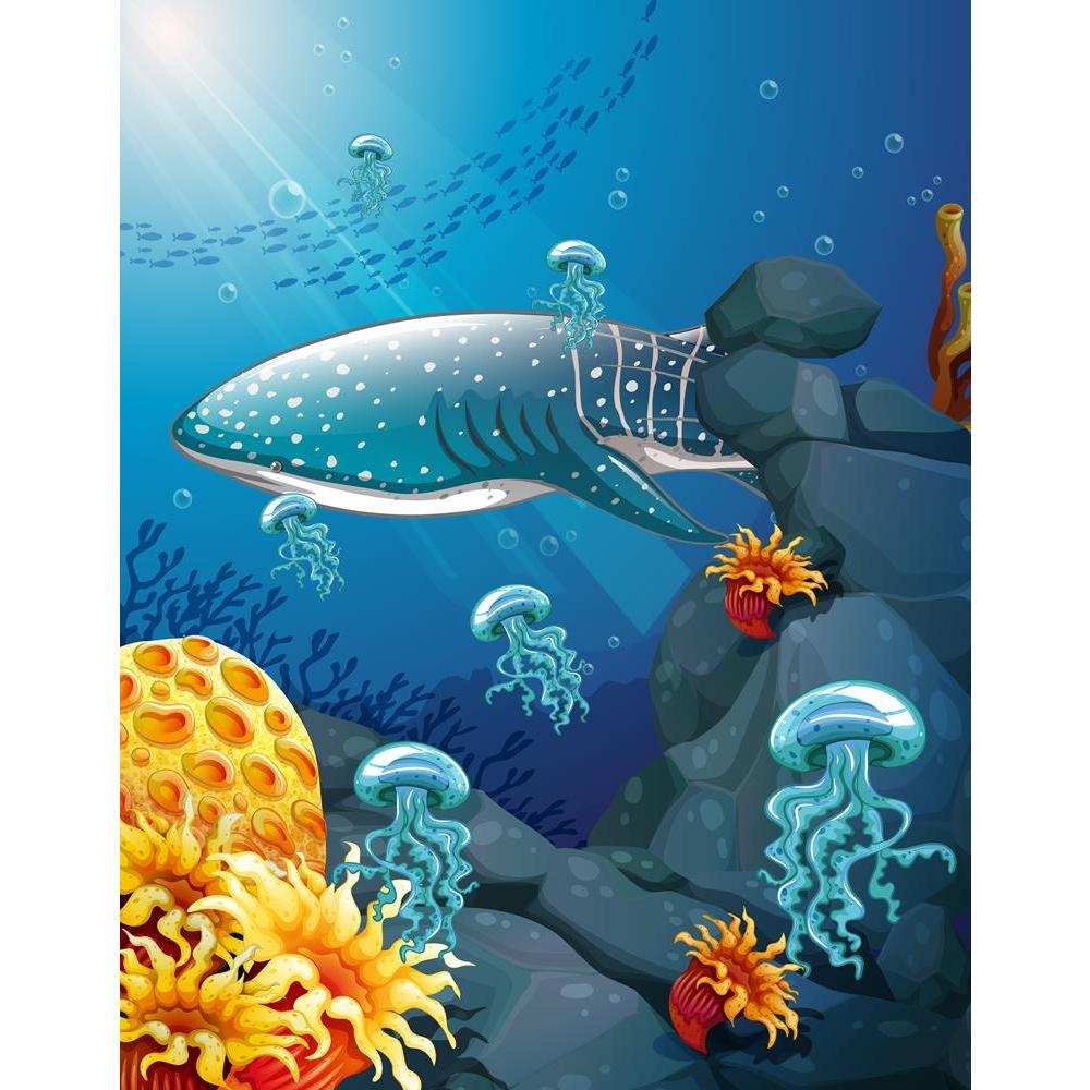 ArtzFolio Shark Jelly Fish Under The Ocean Unframed Premium Canvas Painting-Paintings Unframed Premium-AZ5006579ART_UN_RF_R-0-Image Code 5006579 Vishnu Image Folio Pvt Ltd, IC 5006579, ArtzFolio, Paintings Unframed Premium, Animals, Kids, Digital Art, shark, jelly, fish, under, the, ocean, unframed, premium, canvas, painting, large, size, print, wall, for, living, room, without, frame, decorative, poster, art, pitaara, box, drawing, photography, amazonbasics, big, designer, office, reception, reprint, bedro