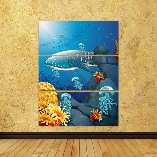 ArtzFolio Shark Jelly Fish Under The Ocean Split Art Painting Panel on Sunboard-Split Art Panels-AZ5006579SPL_FR_RF_R-0-Image Code 5006579 Vishnu Image Folio Pvt Ltd, IC 5006579, ArtzFolio, Split Art Panels, Animals, Kids, Digital Art, shark, jelly, fish, under, the, ocean, split, art, painting, panel, on, sunboard, framed, canvas, print, wall, for, living, room, with, frame, poster, pitaara, box, large, size, drawing, big, office, reception, photography, of, designer, decorative, amazonbasics, reprint, sma