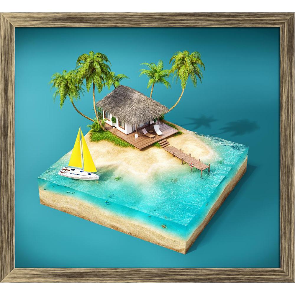 ArtzFolio Tropical Island With Palms Bungalow On A Beach Canvas Painting-Paintings Wooden Framing-AZ5006602ART_FR_RF_R-0-Image Code 5006602 Vishnu Image Folio Pvt Ltd, IC 5006602, ArtzFolio, Paintings Wooden Framing, Kids, Landscapes, Digital Art, tropical, island, with, palms, bungalow, on, a, beach, canvas, painting, framed, print, wall, for, living, room, frame, poster, pitaara, box, large, size, drawing, art, split, big, office, reception, photography, of, panel, designer, decorative, amazonbasics, repr