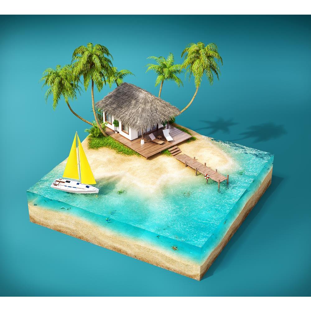 ArtzFolio Tropical Island With Palms Bungalow On A Beach Canvas Painting-Paintings MDF Framing-AZ5006602ART_UN_RF_R-0-Image Code 5006602 Vishnu Image Folio Pvt Ltd, IC 5006602, ArtzFolio, Paintings MDF Framing, Kids, Landscapes, Digital Art, tropical, island, with, palms, bungalow, on, a, beach, canvas, painting, framed, print, wall, for, living, room, frame, poster, pitaara, box, large, size, drawing, art, split, big, office, reception, photography, of, panel, designer, decorative, amazonbasics, reprint, s