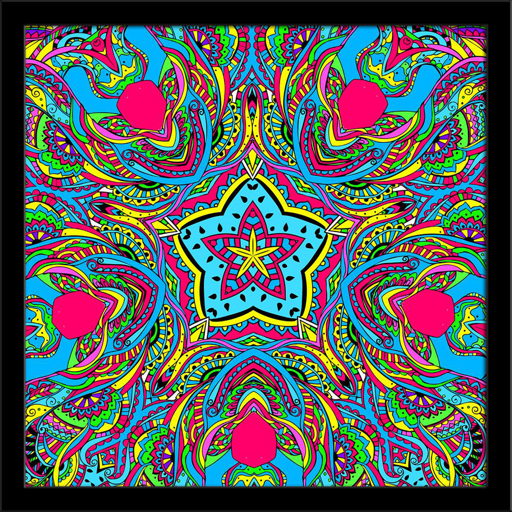 Abstract Psychedelic Traditional Motif Element Painting Poster Frame - Regular Art Framed - ArtzFolio.com