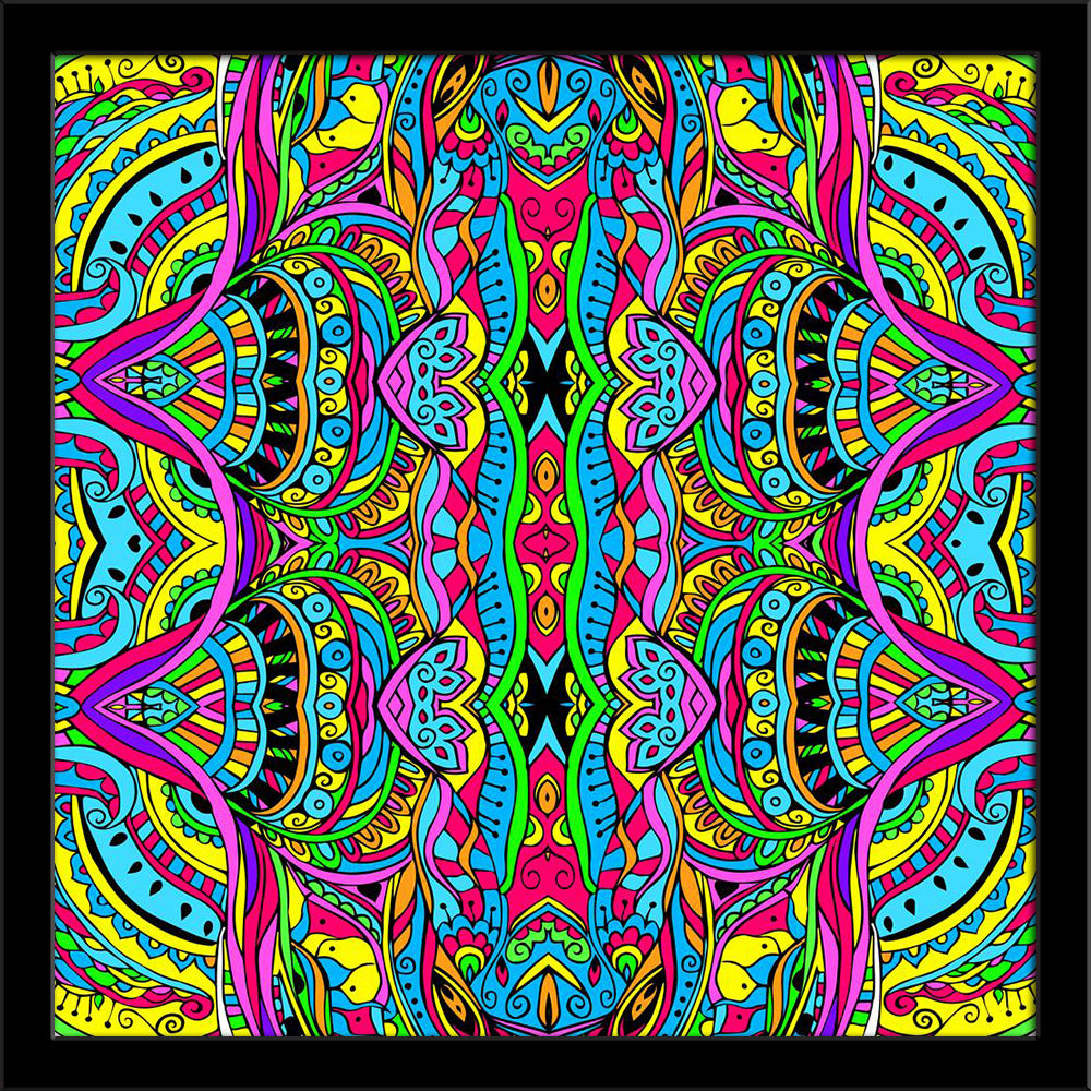 Abstract Psychedelic Traditional Motif Element Painting Poster Frame - Regular Art Framed - ArtzFolio.com