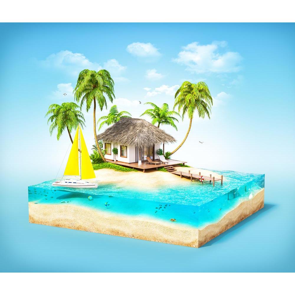 ArtzFolio Tropical Island Beach with Palms Bungalow Unframed Premium Canvas Painting-Paintings Unframed Premium-AZ5006627ART_UN_RF_R-0-Image Code 5006627 Vishnu Image Folio Pvt Ltd, IC 5006627, ArtzFolio, Paintings Unframed Premium, Kids, Landscapes, Digital Art, tropical, island, beach, with, palms, bungalow, unframed, premium, canvas, painting, large, size, print, wall, for, living, room, without, frame, decorative, poster, art, pitaara, box, drawing, photography, amazonbasics, big, designer, office, rece