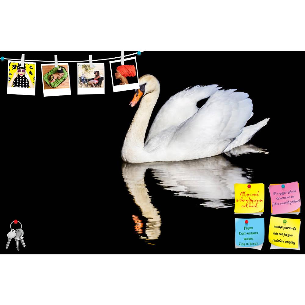 ArtzFolio Swan on Water with a Mirror Image Reflection Printed Bulletin Board Notice Pin Board Soft Board | Frameless-Bulletin Boards Frameless-AZ5006652BLB_FL_RF_R-0-Image Code 5006652 Vishnu Image Folio Pvt Ltd, IC 5006652, ArtzFolio, Bulletin Boards Frameless, Birds, Photography, swan, on, water, with, a, mirror, image, reflection, printed, bulletin, board, notice, pin, soft, frameless, single, mute, rippling, against, black, background, pin up board, push pin board, extra large cork board, big pin board