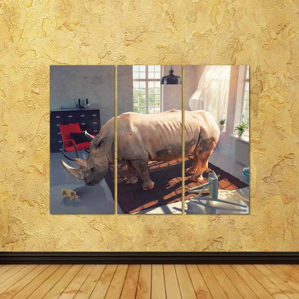 ArtzFolio Photo Combinated Concept of Rhinoceros In The Room Split Art Painting Panel on Sunboard-Split Art Panels-AZ5006680SPL_FR_RF_R-0-Image Code 5006680 Vishnu Image Folio Pvt Ltd, IC 5006680, ArtzFolio, Split Art Panels, Animals, Conceptual, Photography, photo, combinated, concept, of, rhinoceros, in, the, room, split, art, painting, panel, on, sunboard, framed, canvas, print, wall, for, living, with, frame, poster, pitaara, box, large, size, drawing, big, office, reception, kids, designer, decorative,
