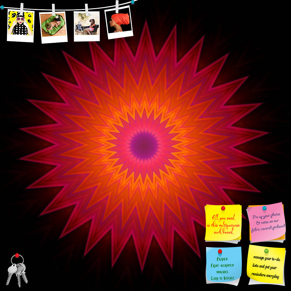 ArtzFolio Colourful Ornamental Pattern In Star Shape Printed Bulletin Board Notice Pin Board Soft Board | Frameless-Bulletin Boards Frameless-AZ5006711BLB_FL_RF_R-0-Image Code 5006711 Vishnu Image Folio Pvt Ltd, IC 5006711, ArtzFolio, Bulletin Boards Frameless, Abstract, Digital Art, colourful, ornamental, pattern, in, star, shape, printed, bulletin, board, notice, pin, soft, frameless, black, background., shapes, inscribed, into, each, other., image, shows, orange, color, which, fades, purple, edges., cont