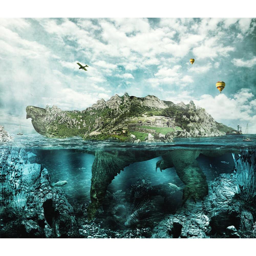 ArtzFolio Huge Turtle In Ocean Overgrown Forests Mountains Canvas Painting-Paintings MDF Framing-AZ5006714ART_UN_RF_R-0-Image Code 5006714 Vishnu Image Folio Pvt Ltd, IC 5006714, ArtzFolio, Paintings MDF Framing, Conceptual, Landscapes, Digital Art, huge, turtle, in, ocean, overgrown, forests, mountains, canvas, painting, framed, print, wall, for, living, room, with, frame, poster, pitaara, box, large, size, drawing, art, split, big, office, reception, photography, of, kids, panel, designer, decorative, ama