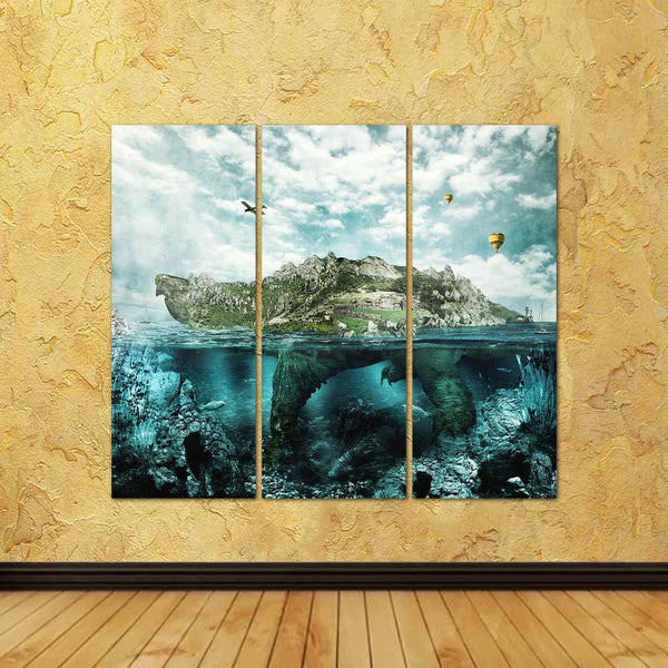 ArtzFolio Huge Turtle In Ocean Overgrown Forests Mountains Split Art Painting Panel on Sunboard-Split Art Panels-AZ5006714SPL_FR_RF_R-0-Image Code 5006714 Vishnu Image Folio Pvt Ltd, IC 5006714, ArtzFolio, Split Art Panels, Conceptual, Landscapes, Digital Art, huge, turtle, in, ocean, overgrown, forests, mountains, split, art, painting, panel, on, sunboard, framed, canvas, print, wall, for, living, room, with, frame, poster, pitaara, box, large, size, drawing, big, office, reception, photography, of, kids, 