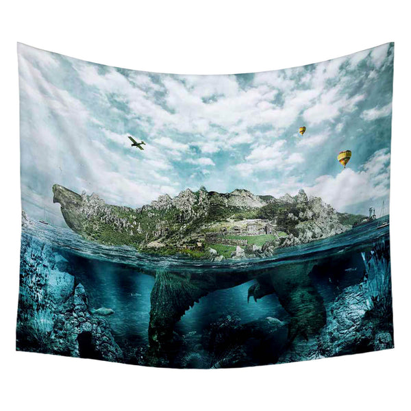 ArtzFolio Huge Turtle In Ocean Overgrown Forests & Mountains Fabric Tapestry Wall Hanging-Tapestries-AZ5006714TAP_RF_R-0-Image Code 5006714 Vishnu Image Folio Pvt Ltd, IC 5006714, ArtzFolio, Tapestries, Conceptual, Landscapes, Digital Art, huge, turtle, in, ocean, overgrown, forests, mountains, canvas, fabric, painting, tapestry, wall, art, hanging, summer, beauty, beautiful, fantasy, sea, water, fish, travel, vacation, fairy, sky, clouds, underwater, world, bottom, landscape, seascape, fantastic, plant, se