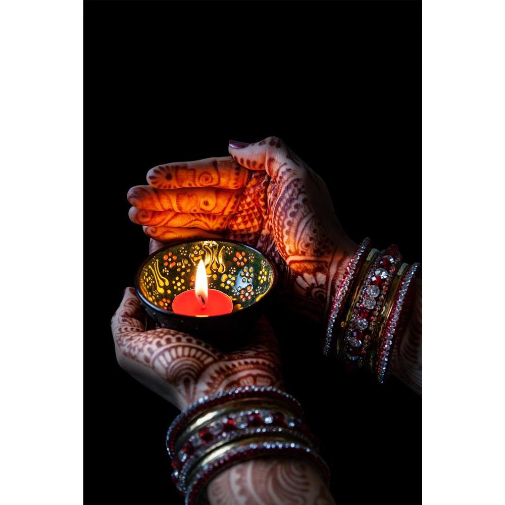 ArtzFolio Woman Hands With Henna Holding Lit Candle Canvas Painting-Paintings MDF Framing-AZ5006765ART_UN_RF_R-0-Image Code 5006765 Vishnu Image Folio Pvt Ltd, IC 5006765, ArtzFolio, Paintings MDF Framing, Religious, Traditional, Photography, woman, hands, with, henna, holding, lit, candle, canvas, painting, framed, print, wall, for, living, room, frame, poster, pitaara, box, large, size, drawing, art, split, big, office, reception, of, kids, panel, designer, decorative, amazonbasics, reprint, small, bedroo