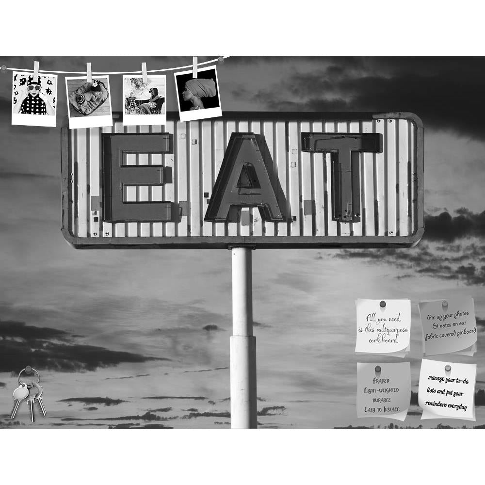 ArtzFolio Old Eat Sign Black & White Printed Bulletin Board Notice Pin Board Soft Board | Frameless-Bulletin Boards Frameless-AZ5006827BLB_FL_RF_R-0-Image Code 5006827 Vishnu Image Folio Pvt Ltd, IC 5006827, ArtzFolio, Bulletin Boards Frameless, Food & Beverage, Places, Photography, old, eat, sign, black, white, printed, bulletin, board, notice, pin, soft, frameless, vintage, retro, faded, worn, location, neon, outdoor, object, nobody, rust, sunset, dusk, restaurant, cafe, diner, food, route, 66, damaged, a