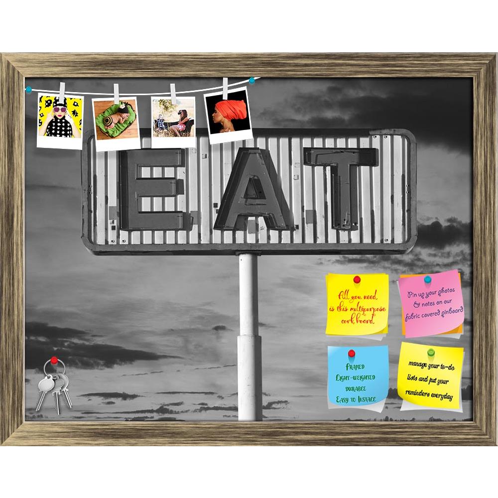 ArtzFolio Old Eat Sign Black & White Printed Bulletin Board Notice Pin Board Soft Board | Framed-Bulletin Boards Framed-AZ5006827BLB_FR_RF_R-0-Image Code 5006827 Vishnu Image Folio Pvt Ltd, IC 5006827, ArtzFolio, Bulletin Boards Framed, Food & Beverage, Places, Photography, old, eat, sign, black, white, printed, bulletin, board, notice, pin, soft, framed, vintage, retro, faded, worn, location, neon, outdoor, object, nobody, rust, sunset, dusk, restaurant, cafe, diner, food, route, 66, damaged, and, ruin, pi