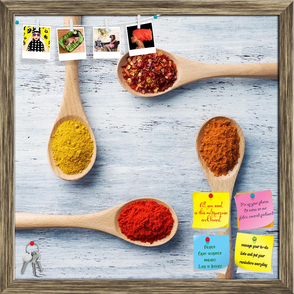 ArtzFolio Image of Spoon Filled With Spices D1 Printed Bulletin Board Notice Pin Board Soft Board | Framed-Bulletin Boards Framed-AZ5006868BLB_FR_RF_R-0-Image Code 5006868 Vishnu Image Folio Pvt Ltd, IC 5006868, ArtzFolio, Bulletin Boards Framed, Food & Beverage, Photography, image, of, spoon, filled, with, spices, d1, printed, bulletin, board, notice, pin, soft, framed, spice, chili, powder, pepper, crushed, red, flakes, spicy, hot, curry, masala, yellow, orange, color, colorful, wooden, wood, natural, aro