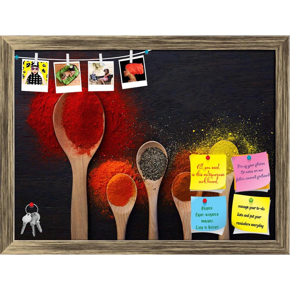 ArtzFolio Image of Spoon Filled With Spices D2 Printed Bulletin Board Notice Pin Board Soft Board | Framed-Bulletin Boards Framed-AZ5006879BLB_FR_RF_R-0-Image Code 5006879 Vishnu Image Folio Pvt Ltd, IC 5006879, ArtzFolio, Bulletin Boards Framed, Food & Beverage, Photography, image, of, spoon, filled, with, spices, d2, printed, bulletin, board, notice, pin, soft, framed, ground, powder, powders, chili, red, pepper, spicy, hot, curry, masala, yellow, orange, color, colorful, black, crushed, wooden, wood, nat