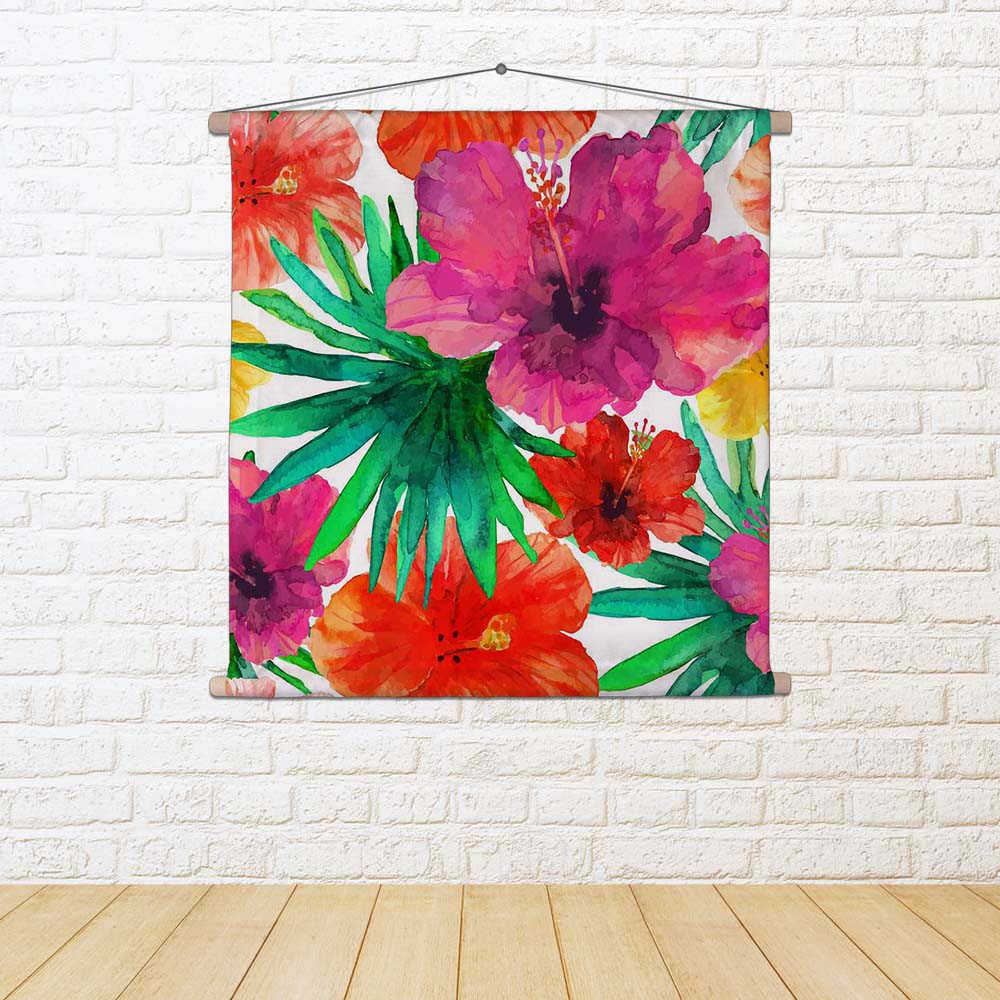 ArtzFolio Abstract Watercolor Hibiscus Flowers D2 Fabric Painting Tapestry Scroll Art Hanging-Scroll Art-AZ5006891TAP_RF_R-0-Image Code 5006891 Vishnu Image Folio Pvt Ltd, IC 5006891, ArtzFolio, Scroll Art, Floral, Fine Art Reprint, abstract, watercolor, hibiscus, flowers, d2, fabric, painting, tapestry, scroll, art, hanging, seamless, hand, painted, background., tropical, red, orange, green, palm, leaves., vector, illustration., tapestries, room tapestry, hanging tapestry, huge tapestry, amazonbasics, tape