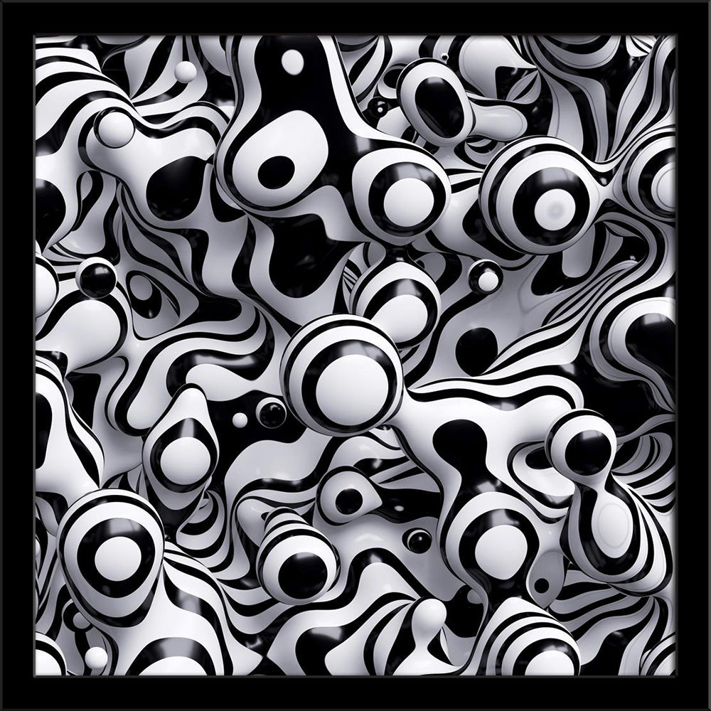 Abstract Zebra Balls in Wavy Bubbles Style Painting Poster Frame - Regular Art Framed - ArtzFolio.com