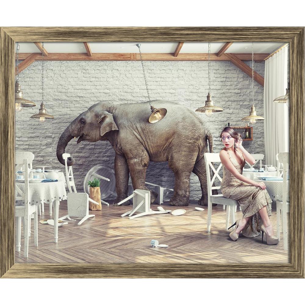 ArtzFolio Elephant Calm In A Restaurant Interior Canvas Painting Synthetic Frame-Paintings Synthetic Framing-AZ5006957ART_FR_RF_R-0-Image Code 5006957 Vishnu Image Folio Pvt Ltd, IC 5006957, ArtzFolio, Paintings Synthetic Framing, Animals, Conceptual, Fashion, Photography, elephant, calm, in, a, restaurant, interior, canvas, painting, synthetic, frame, framed, print, wall, for, living, room, with, poster, pitaara, box, large, size, drawing, art, split, big, office, reception, of, kids, panel, designer, deco