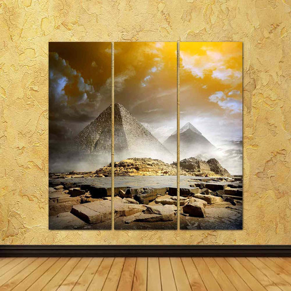 ArtzFolio Orange Storm Clouds Fog Over Egyptian Pyramids Split Art Painting Panel on Sunboard-Split Art Panels-AZ5006960SPL_FR_RF_R-0-Image Code 5006960 Vishnu Image Folio Pvt Ltd, IC 5006960, ArtzFolio, Split Art Panels, Places, Religious, Photography, orange, storm, clouds, fog, over, egyptian, pyramids, split, art, painting, panel, on, sunboard, framed, canvas, print, wall, for, living, room, with, frame, poster, pitaara, box, large, size, drawing, big, office, reception, of, kids, designer, decorative, 