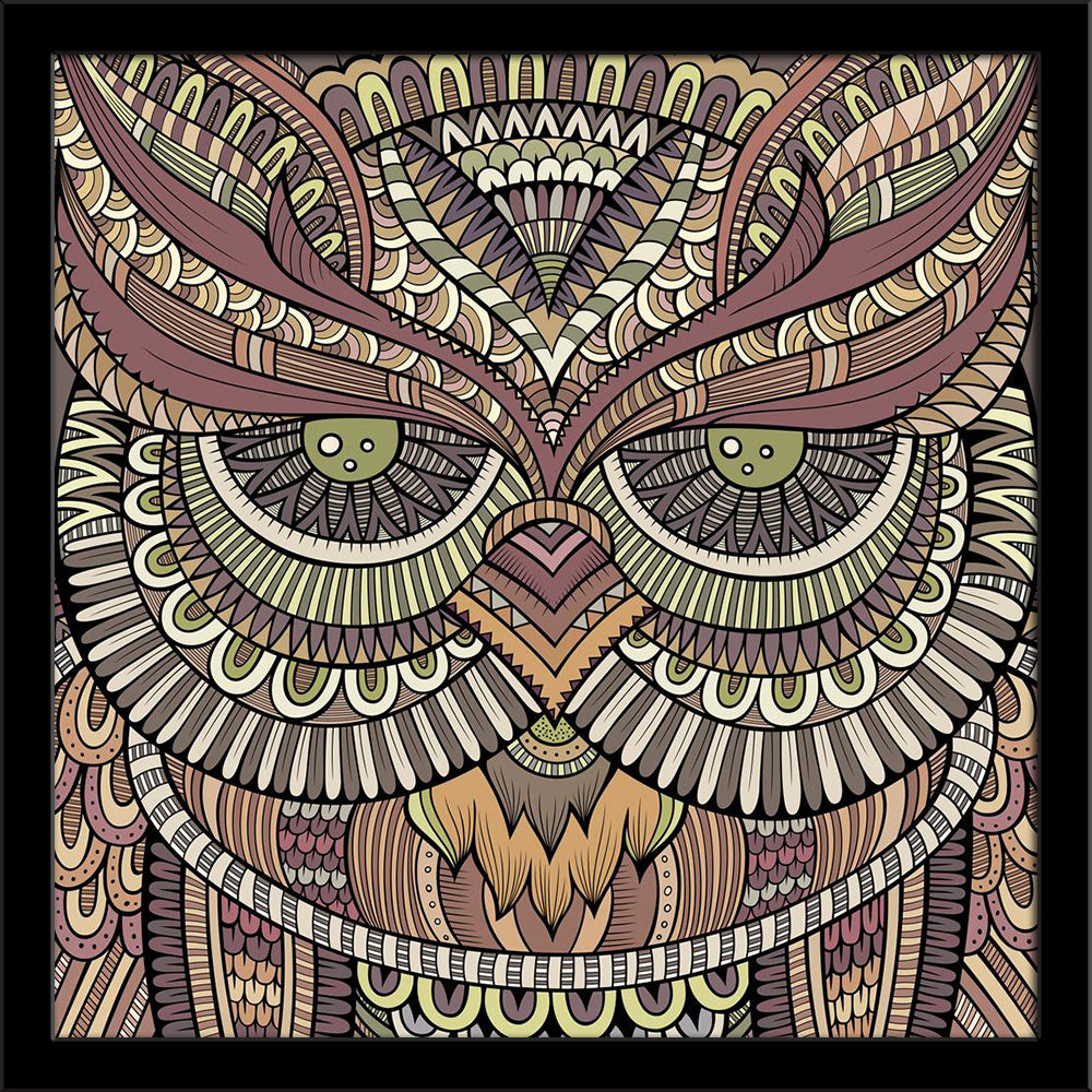 Abstract Ornamental Owl Head Painting Poster Frame - Regular Art Framed - ArtzFolio.com