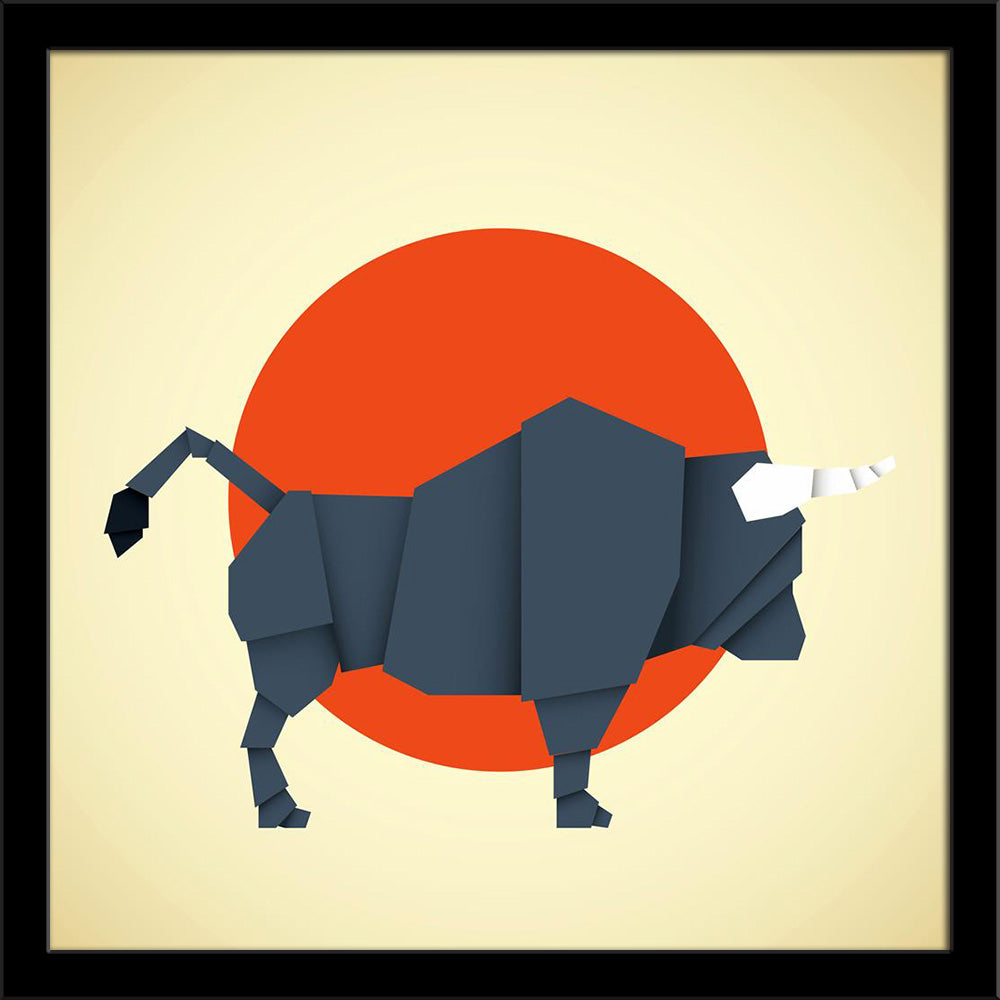 Origami Buffalo Painting Poster Frame-Regular Art Framed-REG_FR-IC 5007000 IC 5007000, Animals, Art and Paintings, Decorative, Signs, Signs and Symbols, Wildlife, origami, buffalo, painting, poster, frame, animal, art, artistic, creative, decor, decoration, decorations, design, designs, fold, folded, handmade, horn, horns, mammal, mammals, paper, papers, wild, work, working, artzfolio, wall decor for living room, wall frames for living room, frames for living room, wall art, canvas painting, wall frame, sce