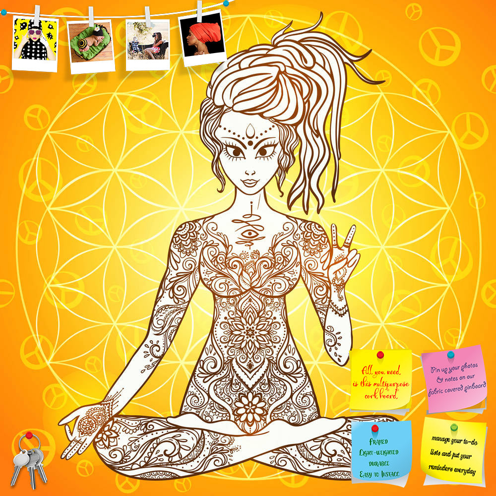 ArtzFolio Girl Meditates In The Lotus Position D1 Printed Bulletin Board Notice Pin Board Soft Board | Frameless-Bulletin Boards Frameless-AZ5007017BLB_FL_RF_R-0-Image Code 5007017 Vishnu Image Folio Pvt Ltd, IC 5007017, ArtzFolio, Bulletin Boards Frameless, Religious, Traditional, Digital Art, girl, meditates, in, the, lotus, position, d1, printed, bulletin, board, notice, pin, soft, frameless, peace, gesture., geometric, element, hand, drawn., psychedelic, poster, style., sacred, geometry., yoga., promote