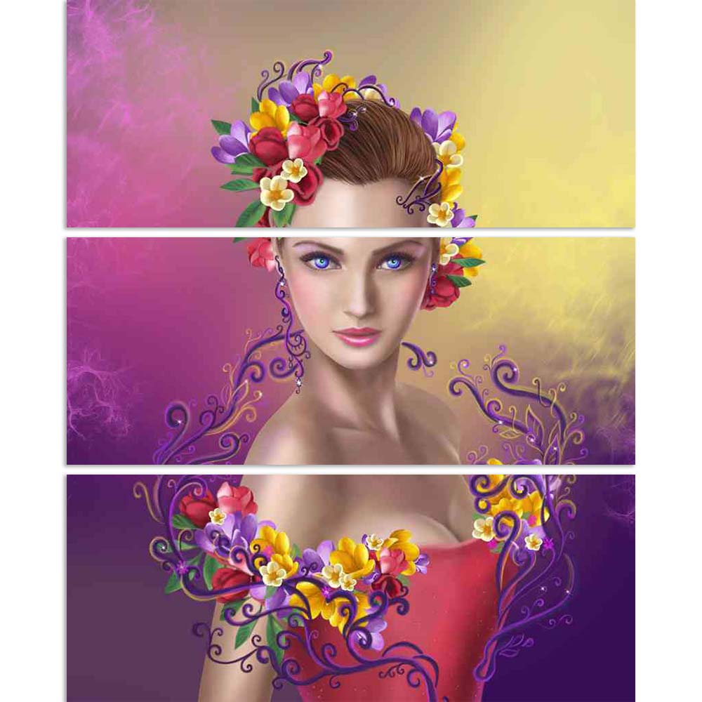 ArtzFolio Fantasy Fairy Woman With Hairstyle Color Flowers Split Art Painting Panel on Sunboard-Split Art Panels-AZ5007026SPL_FR_RF_R-0-Image Code 5007026 Vishnu Image Folio Pvt Ltd, IC 5007026, ArtzFolio, Split Art Panels, Fantasy, Floral, Portraits, Digital Art, fairy, woman, with, hairstyle, color, flowers, split, art, painting, panel, on, sunboard, framed, canvas, print, wall, for, living, room, frame, poster, pitaara, box, large, size, drawing, big, office, reception, photography, of, kids, designer, d