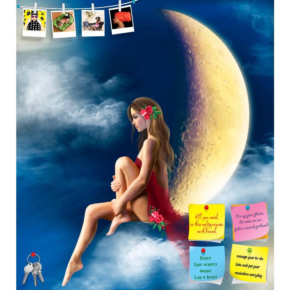 ArtzFolio Woman Night Fairy On Moon in Sky Printed Bulletin Board Notice Pin Board Soft Board | Frameless-Bulletin Boards Frameless-AZ5007045BLB_FL_RF_R-0-Image Code 5007045 Vishnu Image Folio Pvt Ltd, IC 5007045, ArtzFolio, Bulletin Boards Frameless, Fantasy, Figurative, Digital Art, woman, night, fairy, on, moon, in, sky, printed, bulletin, board, notice, pin, soft, frameless, beautiful, clouds., red, dress., illustration, pin up board, push pin board, extra large cork board, big pin board, notice board, 