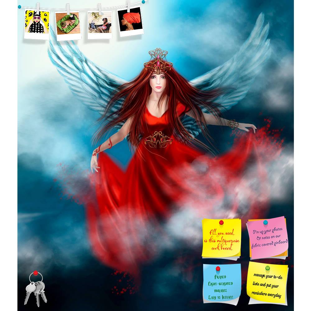 ArtzFolio Fantasy Woman Queen with Wings in Clouds Printed Bulletin Board Notice Pin Board Soft Board | Frameless-Bulletin Boards Frameless-AZ5007049BLB_FL_RF_R-0-Image Code 5007049 Vishnu Image Folio Pvt Ltd, IC 5007049, ArtzFolio, Bulletin Boards Frameless, Fantasy, Figurative, Digital Art, woman, queen, with, wings, in, clouds, printed, bulletin, board, notice, pin, soft, frameless, red, dress, sky., illustration., pin up board, push pin board, extra large cork board, big pin board, notice board, small b