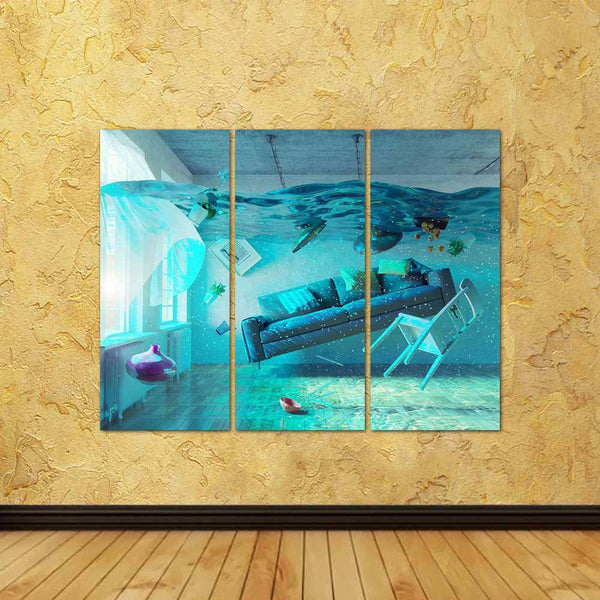 ArtzFolio An Underwater View In The Flooding Interior Split Art Painting Panel on Sunboard-Split Art Panels-AZ5007055SPL_FR_RF_R-0-Image Code 5007055 Vishnu Image Folio Pvt Ltd, IC 5007055, ArtzFolio, Split Art Panels, Conceptual, Photography, an, underwater, view, in, the, flooding, interior, split, art, painting, panel, on, sunboard, framed, canvas, print, wall, for, living, room, with, frame, poster, pitaara, box, large, size, drawing, big, office, reception, of, kids, designer, decorative, amazonbasics,