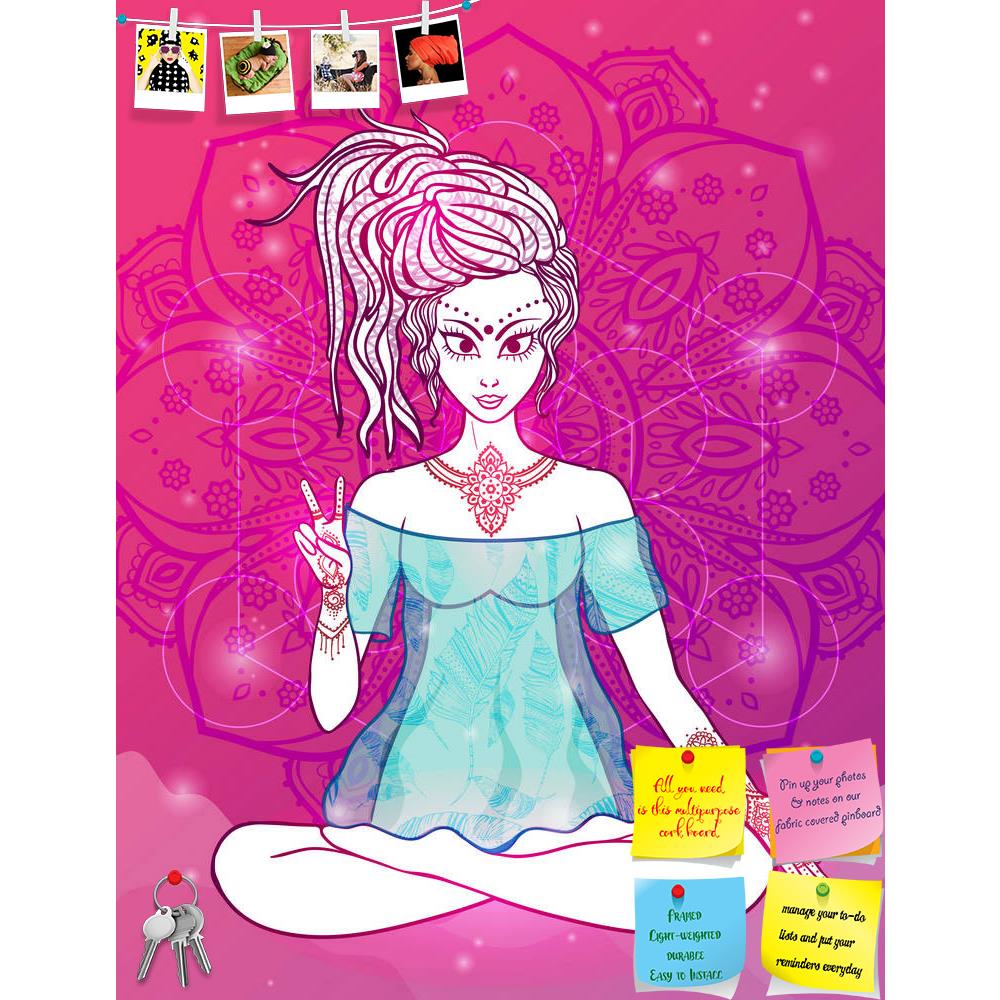 ArtzFolio Girl Meditates in the Lotus Position D2 Printed Bulletin Board Notice Pin Board Soft Board | Frameless-Bulletin Boards Frameless-AZ5007064BLB_FL_RF_R-0-Image Code 5007064 Vishnu Image Folio Pvt Ltd, IC 5007064, ArtzFolio, Bulletin Boards Frameless, Religious, Traditional, Digital Art, girl, meditates, in, the, lotus, position, d2, printed, bulletin, board, notice, pin, soft, frameless, peace, gesture., geometric, element, hand, drawn., psychedelic, poster, style, 60's, 70's., sacred, geometry., yo