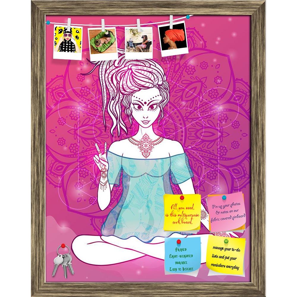 ArtzFolio Girl Meditates in the Lotus Position D2 Printed Bulletin Board Notice Pin Board Soft Board | Framed-Bulletin Boards Framed-AZ5007064BLB_FR_RF_R-0-Image Code 5007064 Vishnu Image Folio Pvt Ltd, IC 5007064, ArtzFolio, Bulletin Boards Framed, Religious, Traditional, Digital Art, girl, meditates, in, the, lotus, position, d2, printed, bulletin, board, notice, pin, soft, framed, peace, gesture., geometric, element, hand, drawn., psychedelic, poster, style, 60's, 70's., sacred, geometry., yoga., promote