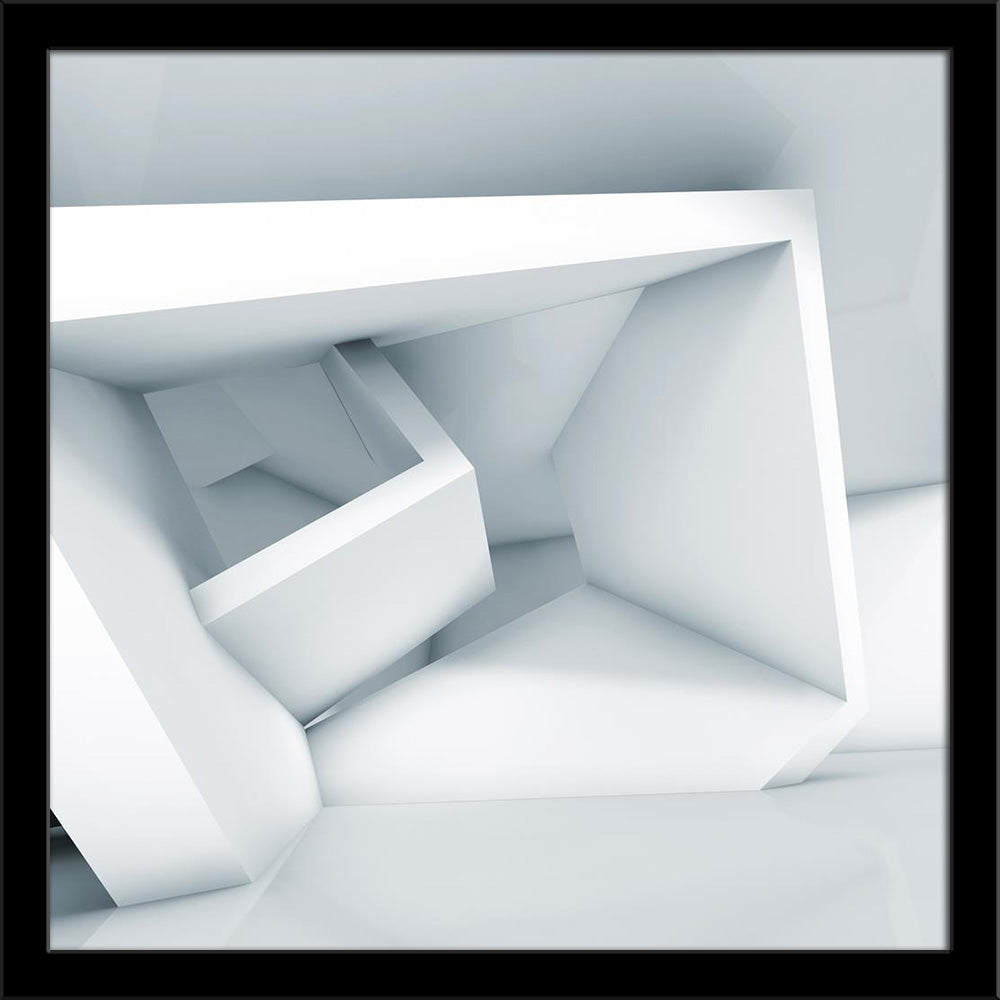 Abstract Interior With Chaotic Cubic Structures Painting Poster Frame - Regular Art Framed - ArtzFolio.com