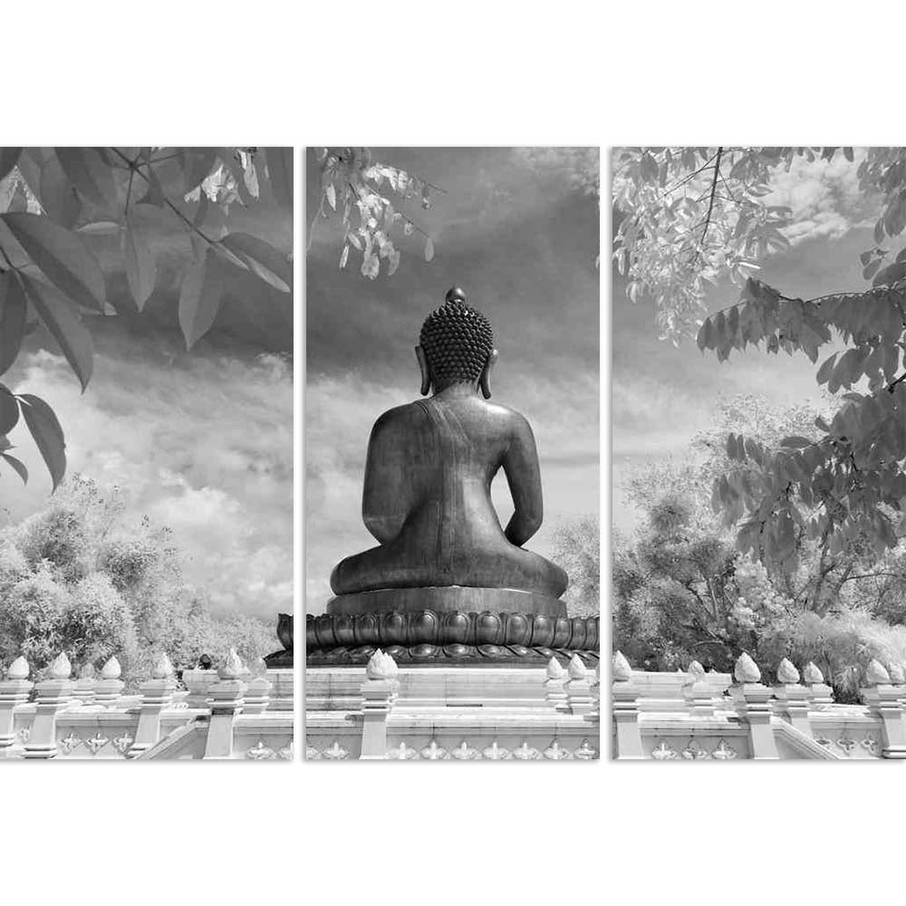 ArtzFolio Black White Back View of Lord Buddha, Thailand Split Art Painting Panel on Sunboard-Split Art Panels-AZ5007149SPL_FR_RF_R-0-Image Code 5007149 Vishnu Image Folio Pvt Ltd, IC 5007149, ArtzFolio, Split Art Panels, Places, Religious, Photography, black, white, back, view, of, lord, buddha, thailand, split, art, painting, panel, on, sunboard, framed, canvas, print, wall, for, living, room, with, frame, poster, pitaara, box, large, size, drawing, big, office, reception, kids, designer, decorative, amaz