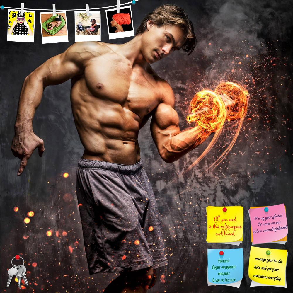 ArtzFolio Art Portrait Of A Man With Burning Dumbbell Printed Bulletin Board Notice Pin Board Soft Board | Frameless-Bulletin Boards Frameless-AZ5007170BLB_FL_RF_R-0-Image Code 5007170 Vishnu Image Folio Pvt Ltd, IC 5007170, ArtzFolio, Bulletin Boards Frameless, Figurative, Sports, Photography, art, portrait, of, a, man, with, burning, dumbbell, printed, bulletin, board, notice, pin, soft, frameless, trainer, muscle, training, fit, studio, sport, muscular, exercise, body, bodybuilder, athlete, workout, shir