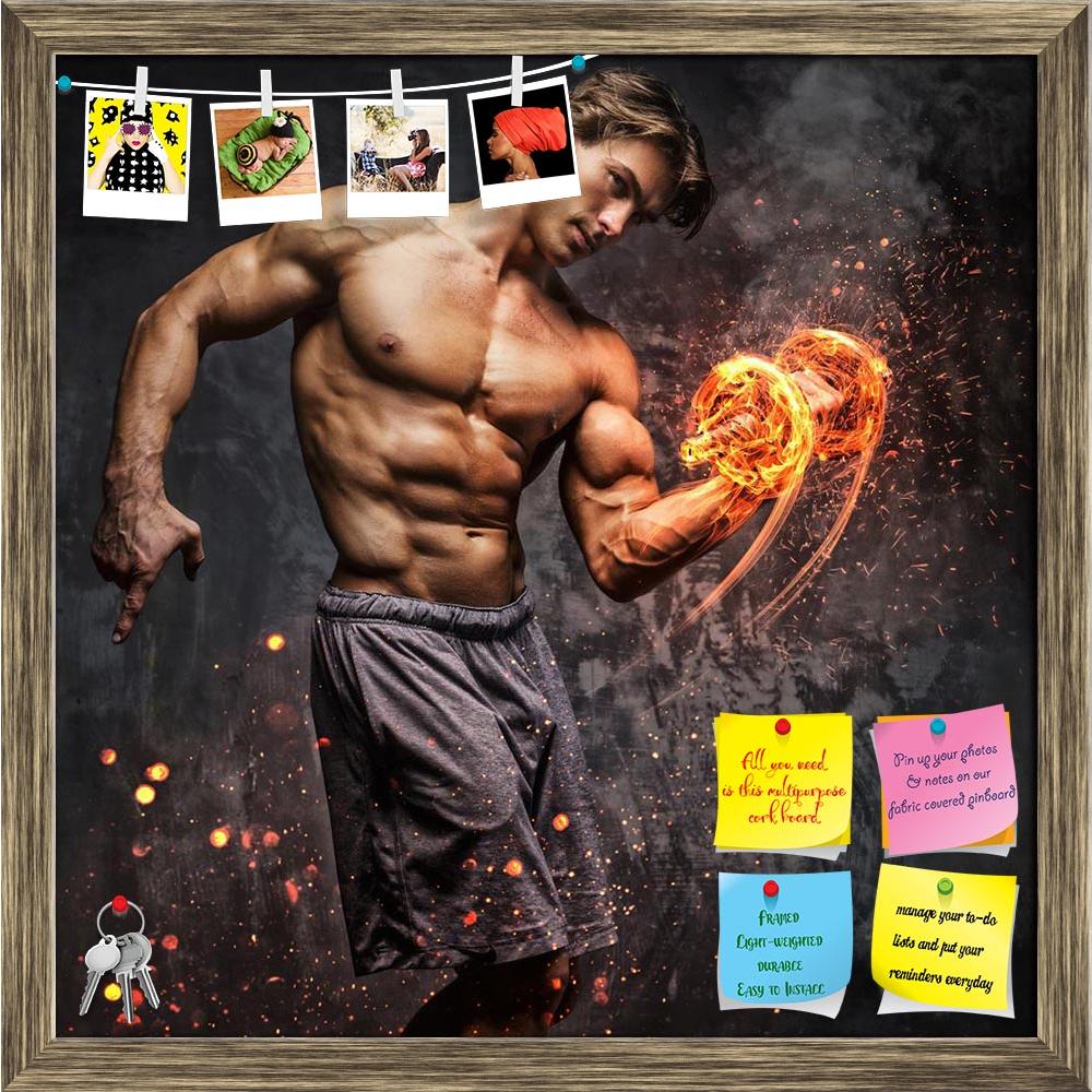 ArtzFolio Art Portrait Of A Man With Burning Dumbbell Printed Bulletin Board Notice Pin Board Soft Board | Framed-Bulletin Boards Framed-AZ5007170BLB_FR_RF_R-0-Image Code 5007170 Vishnu Image Folio Pvt Ltd, IC 5007170, ArtzFolio, Bulletin Boards Framed, Figurative, Sports, Photography, art, portrait, of, a, man, with, burning, dumbbell, printed, bulletin, board, notice, pin, soft, framed, trainer, muscle, training, fit, studio, sport, muscular, exercise, body, bodybuilder, athlete, workout, shirtless, male,