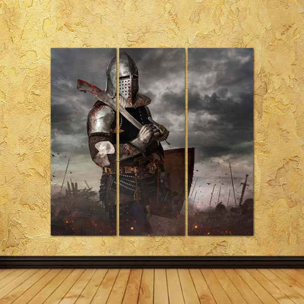 ArtzFolio Knight With Sword In Battlefield With Dark Clouds Split Art Painting Panel on Sunboard-Split Art Panels-AZ5007171SPL_FR_RF_R-0-Image Code 5007171 Vishnu Image Folio Pvt Ltd, IC 5007171, ArtzFolio, Split Art Panels, Historical, Portraits, Vintage, Photography, knight, with, sword, in, battlefield, dark, clouds, split, art, painting, panel, on, sunboard, framed, canvas, print, wall, for, living, room, frame, poster, pitaara, box, large, size, drawing, big, office, reception, of, kids, designer, deco