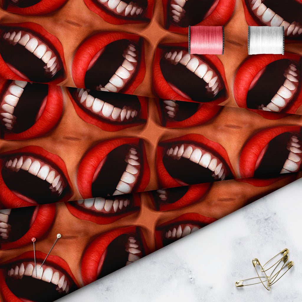 Smiling Mouths, Abstract Expressionism, Abstracts, Geometric, Geometric Abstraction, Patterns, Semi Abstract, Surrealism, art, bed, canvas, cloth, colour, cotton, craft, curtain, cushion, décor, décoration, dress, fabric, furnishing, lining, material, meter, room, satin, silk, sofa, stitch, unstitched, upholstery, velvet, , , , 