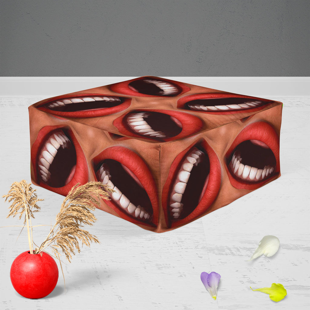 Smiling Mouths, Abstract Expressionism, Abstracts, Geometric, Geometric Abstraction, Patterns, Semi Abstract, Surrealism, bean, bedroom, bedside, canvas, chair, comfy, corner, couch, fabric, fluffy, footrest, footstool, furniture, kids, living, office, ottoman, padded, poofs, pouf, pouffe, puffy, room, round, sofa, stool, , , , 