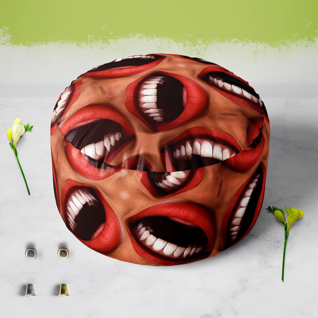 Smiling Mouths, Abstract Expressionism, Abstracts, Geometric, Geometric Abstraction, Patterns, Semi Abstract, Surrealism, bean, bedroom, bedside, canvas, chair, comfy, corner, couch, fabric, fluffy, footrest, footstool, furniture, kids, living, office, ottoman, padded, poofs, pouf, pouffe, puffy, room, round, sofa, stool, , , , 