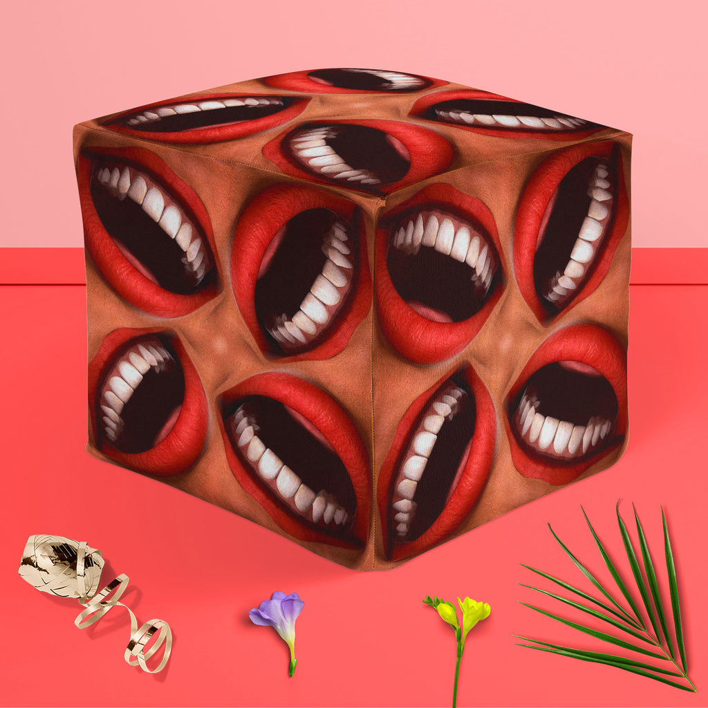 Smiling Mouths, Abstract Expressionism, Abstracts, Geometric, Geometric Abstraction, Patterns, Semi Abstract, Surrealism, bean, bedroom, bedside, canvas, chair, comfy, corner, couch, fabric, fluffy, footrest, footstool, furniture, kids, living, office, ottoman, padded, poofs, pouf, pouffe, puffy, room, round, sofa, stool, , , , 