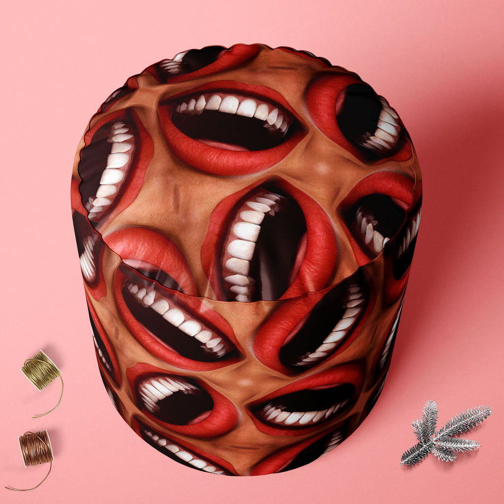 Smiling Mouths, Abstract Expressionism, Abstracts, Geometric, Geometric Abstraction, Patterns, Semi Abstract, Surrealism, bean, bedroom, bedside, canvas, chair, comfy, corner, couch, fabric, fluffy, footrest, footstool, furniture, kids, living, office, ottoman, padded, poofs, pouf, pouffe, puffy, room, round, sofa, stool, , , , 