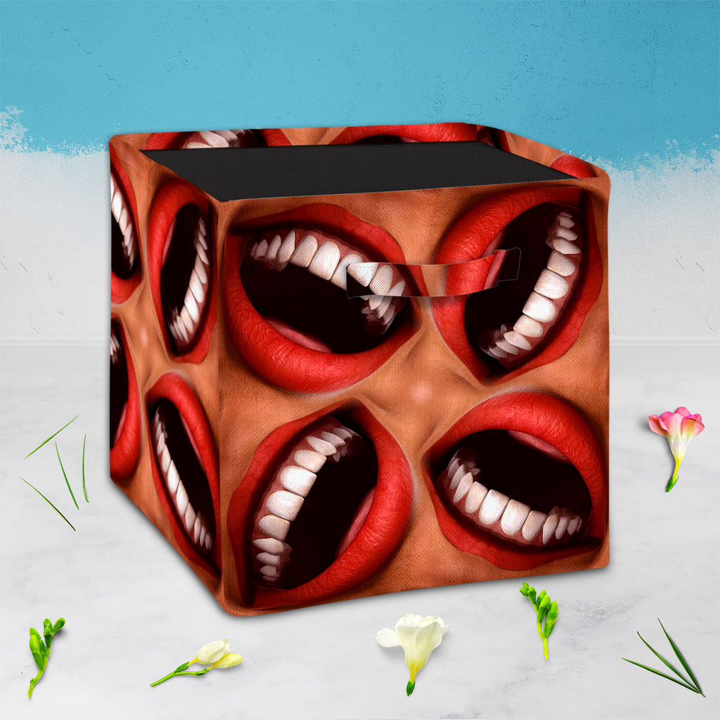 Smiling Mouths, Abstract Expressionism, Abstracts, Geometric, Geometric Abstraction, Patterns, Semi Abstract, Surrealism, bag, basket, baby, bin, box, canvas, closet, clothes, collapsible, cotton, cube, decorative, fabric, foldable, handle, hotel, kids, laundry, open, playroom, portable, room, storage, sturdy, tote, toy, , , , 