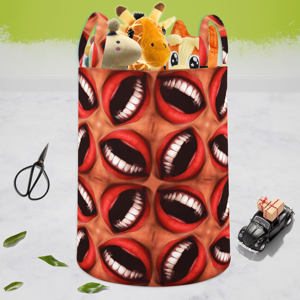 Smiling Mouths, Abstract Expressionism, Abstracts, Geometric, Geometric Abstraction, Patterns, Semi Abstract, Surrealism, bag, basket, baby, bin, box, canvas, closet, clothes, collapsible, cotton, cube, decorative, fabric, foldable, handle, hotel, kids, laundry, open, playroom, portable, room, storage, sturdy, tote, toy, , , , 