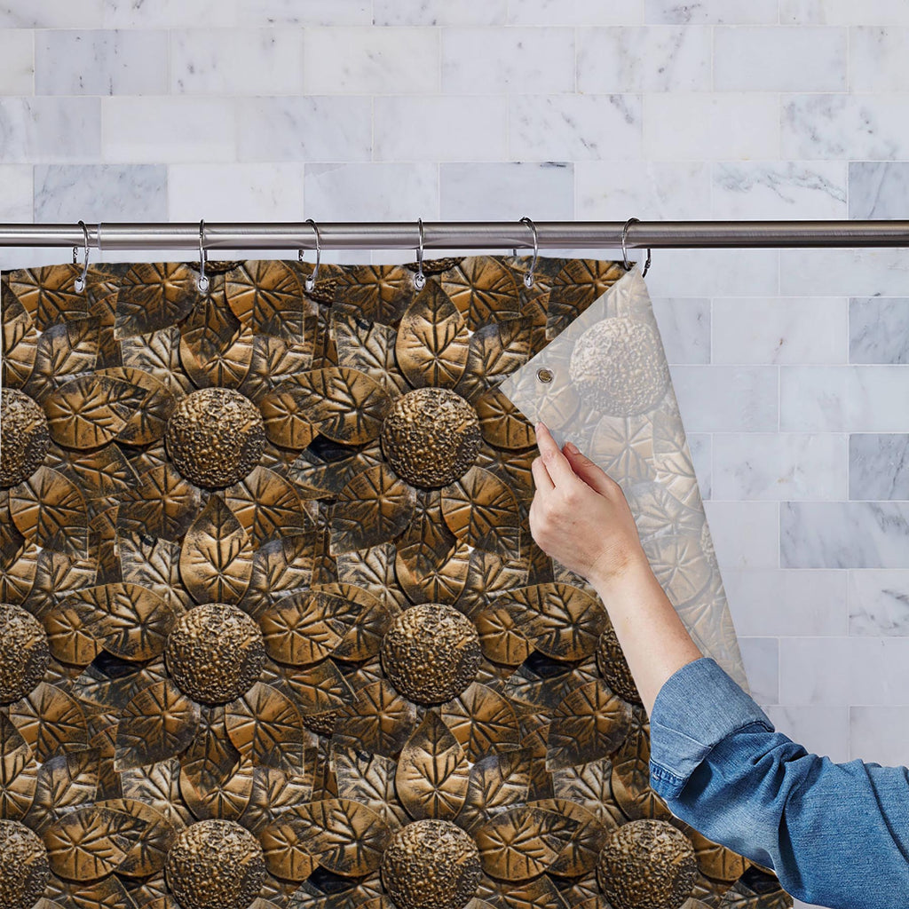 Sunflower D7 Washable Waterproof Shower Curtain-Shower Curtains-CUR_SH-IC 5007189 IC 5007189, Abstract Expressionism, Abstracts, Ancient, Art and Paintings, Black, Black and White, Botanical, Circle, Culture, Ethnic, Floral, Flowers, Nature, Patterns, Retro, Semi Abstract, Signs, Signs and Symbols, Traditional, Tribal, Vintage, World Culture, Metallic, sunflower, d7, washable, waterproof, shower, curtain, abstract, antique, art, background, chasing, coinage, dark, decor, decoration, design, embossing, flowe