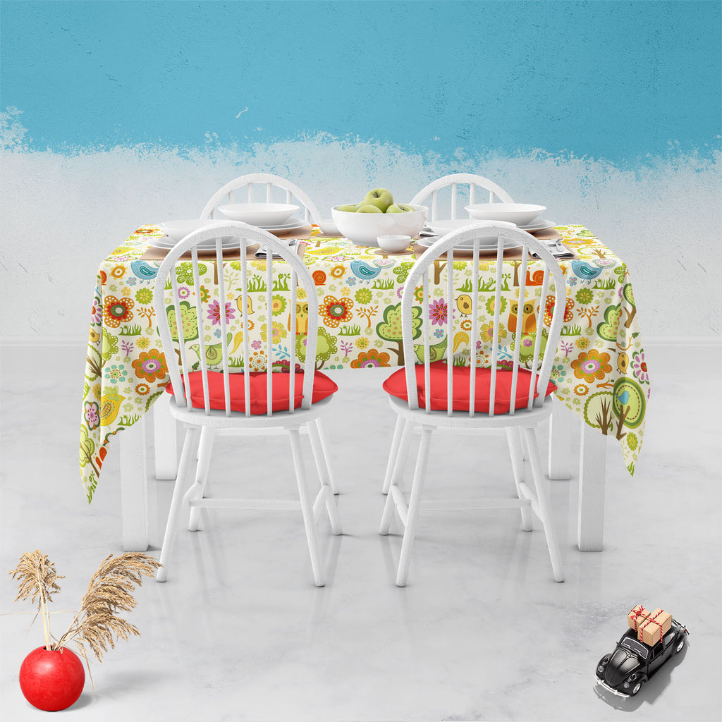 Chirpy Bird, Birds, Botanical, Floral, Flowers, Nature, Patterns, 4 seater, 6 seater, 8 seater, banquet, center, circle, cloth, color, cotton, cover, dining, dinner, fabric, kitchen, linen, restaurant, room, round, satin, table, velvet, washable, waterproof, wedding, , , , 